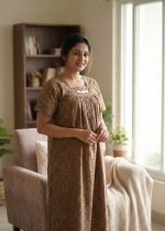 Traditional Cotton Nighty, 55 Inches Length - Image 2