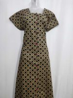 Comfortable Churidar Model Cotton Nighty - 55 Inches Long - Black + Olive Green - Image 4