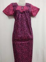 Traditional Cotton Nighty, 55 Inches Length - Rose - Image 4