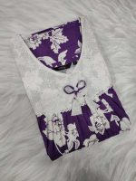 Traditional Cotton Nighty, 55 Inches Length with Hakoba Yoke - Violet - Image 3