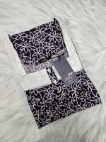 Comfortable Front Open Cotton Nighty With Buttons, Hakoba Yoke - 55 inches long - Dark Blue - Image 3