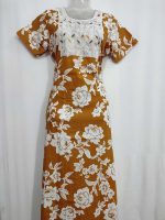 Comfortable Churidar Model Cotton Nighty - 55 Inches Long - Yellow - Image 4