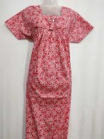 Traditional Cotton Nighty, 55 Inches Length - Peach - Image 3