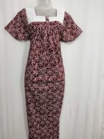 Comfortable Front Open Cotton Nighty With Buttons, Hakoba Yoke - 55 inches long - Maroon - Image 4