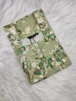 Comfortable Front Open Cotton Nighty With Buttons - 55 inches long - Green - Image 3