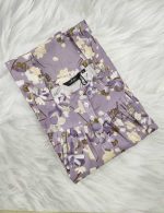 Comfortable Front Open Cotton Nighty With Buttons - 55 inches long - Purple - Image 3