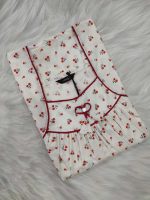 Traditional Cotton Nighty, 55 Inches Length - White + Orange - Image 3