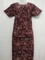 Traditional Ajrakh Nighty, 55 Inches Length - Maroon - Image 4