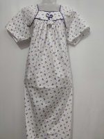 Traditional Cotton Nighty, 55 Inches Length - White + Violet - Image 4