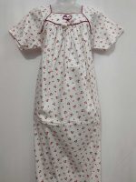 Traditional Cotton Nighty, 55 Inches Length - White + Orange - Image 4