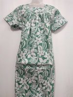 Comfortable Front Open Cotton Nighty With Buttons - 55 inches long - Green - Image 3