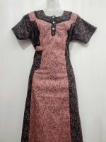 Comfortable Churidar Model Cotton Nighty with Buttons - 55 Inches Long - Image 4