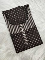 Comfortable Churidar Model Cotton Nighty with Buttons - 57 Inches Long - Coffee Brown - Image 3