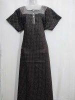 Comfortable Churidar Model Cotton Nighty with Buttons - 57 Inches Long - Coffee Brown - Image 4