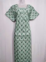 Comfortable Front Open Cotton Nighty With Buttons - 57 Inches long - Green - Image 4