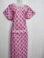 Comfortable Front Open Cotton Nighty With Buttons - 57 Inches long - Rose - Image 4