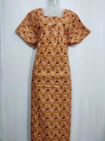 Comfortable Front Open Cotton Nighty With Buttons - 57 Inches long - Orange - Image 4