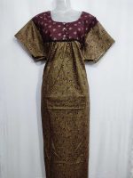 Comfortable Front Open Cotton Nighty With Buttons - 57 Inches long - Chocolate + Maroon - Image 4