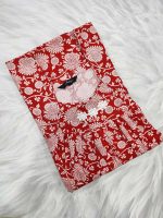 Traditional Cotton Nighty, 55 Inches Length - Red - Image 4