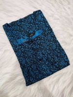 Comfortable Front Open Cotton Nighty With Buttons - 55 inches long - Blue - Image 3