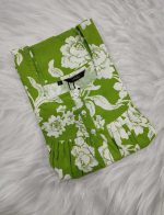 Comfortable Front Open Cotton Nighty With Buttons - 55 inches long - Green - Image 4