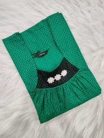 Traditional Cotton Nighty, 55 Inches Length - Green - Image 3