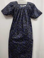 Traditional Cotton Nighty, 55 Inches Length - Black - Image 4