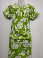 Comfortable Front Open Cotton Nighty With Buttons - 55 inches long - Green - Image 5