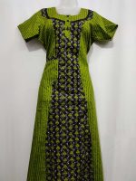 Comfortable Churidar Model Cotton Nighty - 55 Inches Long - Green - Image 4