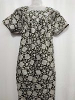 Comfortable Front Open Cotton Nighty With Buttons - 55 inches long - Green - Image 4