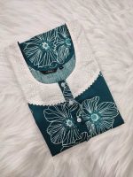 Comfortable Churidar Model Cotton Nighty, 55 Inches Long, 3/4th Sleeves - Blue - Image 3