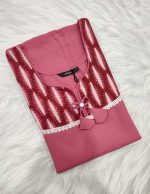 Comfortable Churidar Model Cotton Nighty, 55 Inches Long - Peach - Image 4