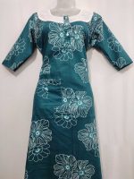 Comfortable Churidar Model Cotton Nighty, 55 Inches Long, 3/4th Sleeves - Blue - Image 4