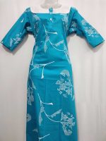 Comfortable Churidar Model Cotton Nighty, 55 Inches Long, 3/4th Sleeves - Blue - Image 4