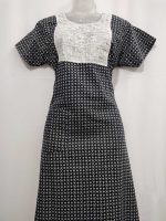 Comfortable Churidar Model Cotton Nighty, 55 Inches Long - Black - Image 4