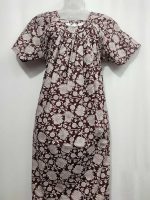 Traditional Cotton Nighty, 55 Inches Length - Brown - Image 4