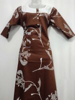 Comfortable Churidar Model Cotton Nighty, 55 Inches Long, 3/4th Sleeves - Brown - Image 3