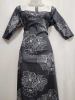 Comfortable Churidar Model Cotton Nighty, 55 Inches Long, 3/4th Sleeves - Ash colour - Image 4