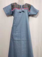 Comfortable Churidar Model Cotton Nighty, 55 Inches Long - Ash colour - Image 4