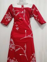 Comfortable Churidar Model Cotton Nighty, 55 Inches Long, 3/4th Sleeves - Rose - Image 4