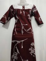 Comfortable Churidar Model Cotton Nighty, 55 Inches Long, 3/4th Sleeves - Purple - Image 4