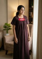 Traditional Cotton Nighty, 55 Inches Length - Image 4