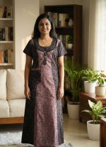 Comfortable Churidar Model Cotton Nighty - 55 Inches Long - Image 3