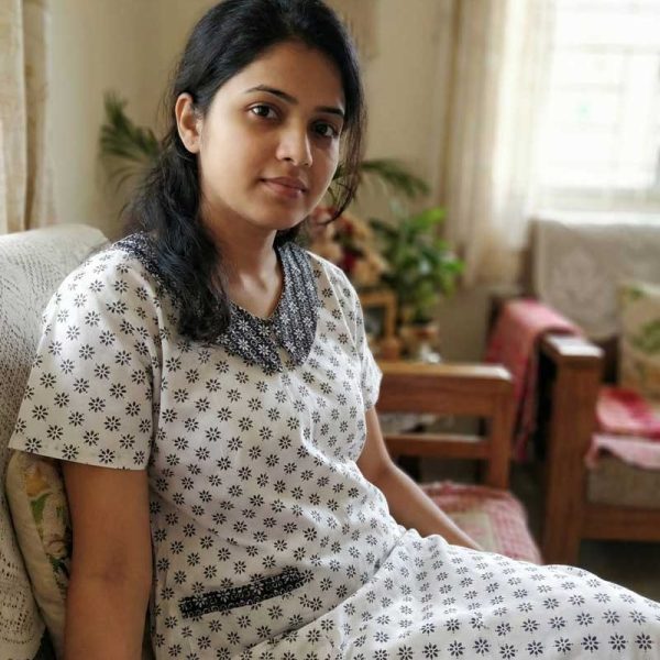 Comfortable Churidar Model Cotton Nighty with Peter-Pan Collar - 55 Inches Long - White