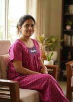 Traditional Cotton Nighty, 55 Inches Length - Rose