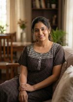 Comfortable Churidar Model Cotton Nighty with Buttons - 57 Inches Long - Coffee Brown