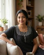 Comfortable Churidar Model Cotton Nighty with Buttons - 57 Inches Long - Black