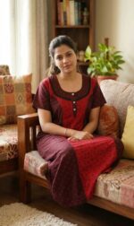 Comfortable Churidar Model Cotton Nighty, 55 Inches Long