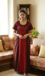 Comfortable Churidar Model Cotton Nighty, 55 Inches Long - Image 2