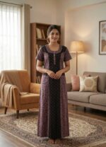 Comfortable Churidar Model Cotton Nighty, 55 Inches Long - Image 2